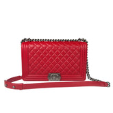 Chanel Red Quilted Leather Large Boy Flap Bag