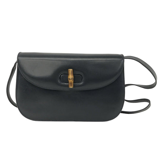 Gucci Convertible Bamboo Top Handle Leather Handbag
