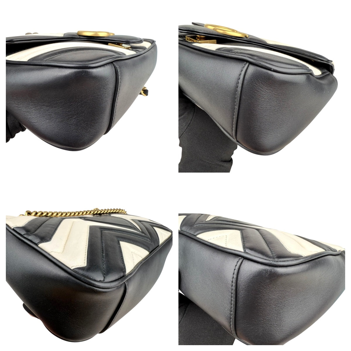 Gucci GG Marmont handbag in black and white quilted leather Gucci GG Marmont handbag in black and white quilted leather