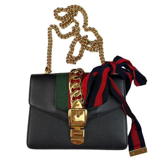 Gucci Sylvie Flap Chain Leather Crossbody Bag