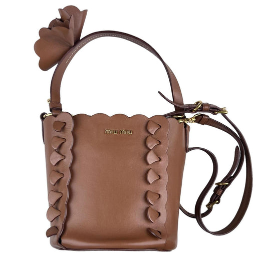Miu Miu Convertible Bucket Bag Leather with Applique Small