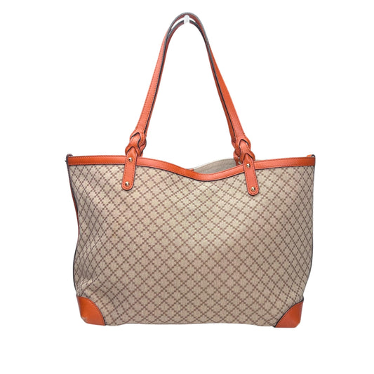 Gucci Brown Diamante Craft Tote Bag Beige