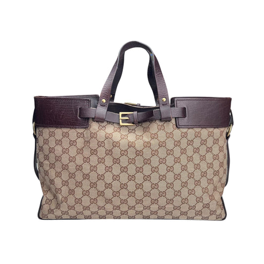 Gucci Brown GG Canvas Tote Bag Beige Dark brown