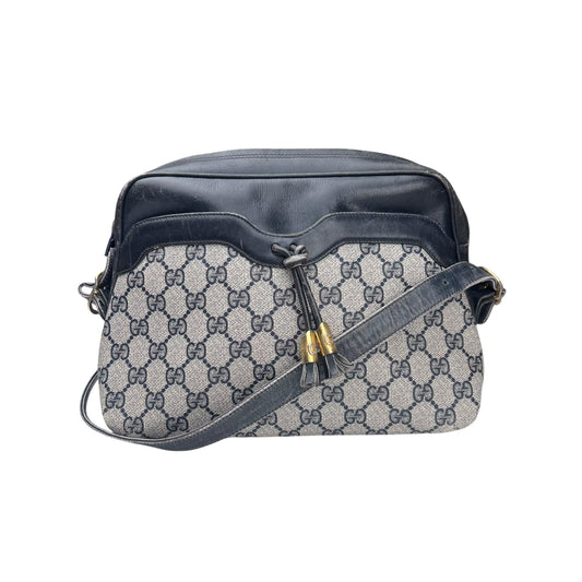 Gucci Bree leather Shoulder Bag GG Plus Women's Beige Navy PVC Leather