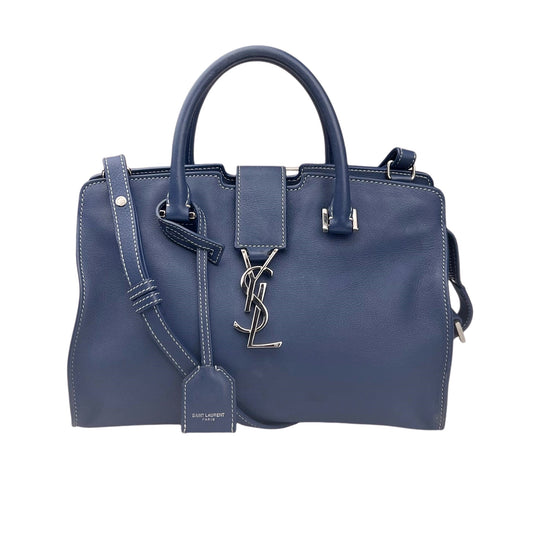 Saint Laurent Paris Saint Laurent Blue Leather Baby Monogram Cabas Tote