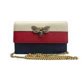 Gucci Queen Margaret leather handbag Calfskin Queen Margaret Chain Wallet Blue Agata Hibiscus Red Mystic White