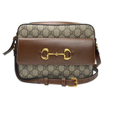 Gucci Brown/Beige GG Supreme Canvas and Leather Small Horsebit 1955 Shoulder Bag