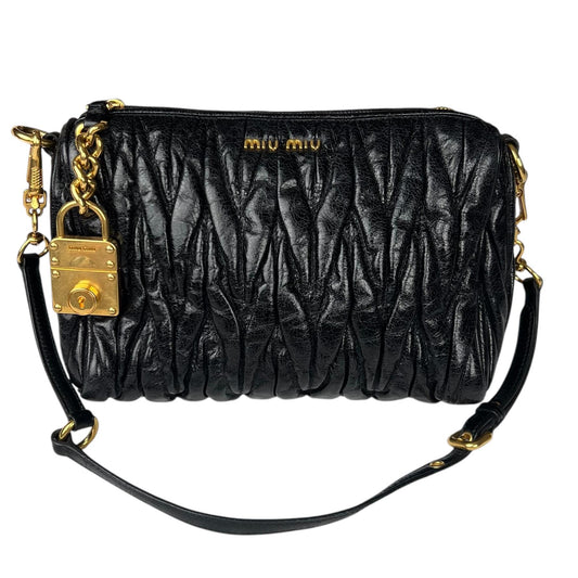Miu Miu Black Matelassé Leather Shoulder Bag