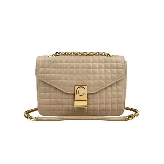 Celine Beige Quilted Leather Medium C Bag
