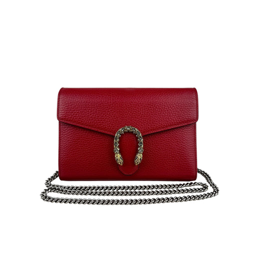 Gucci Dionysus Mini Chain Bag Leather Red Chain Wallet