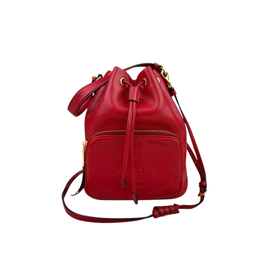 Prada Red Leather Bucket Bag