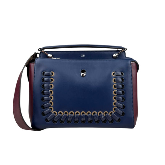 Fendi Dotcom Navy Leather Shoulder Bag