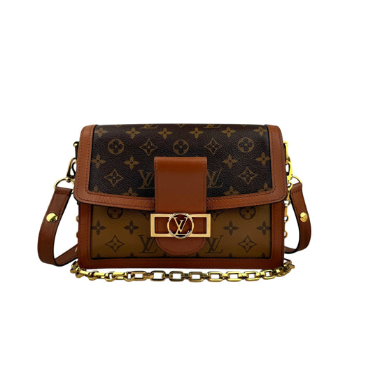 Louis Vuitton LV Dauphine MM Shoulder Bag Monogram Reverse Brown