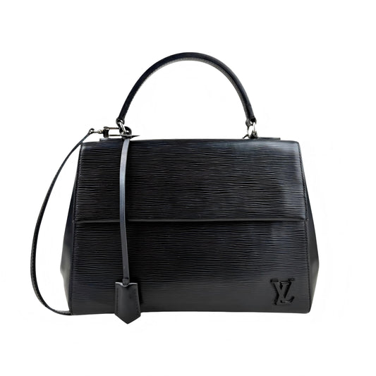 Louis Vuitton Cluny Microfiber Interior Shoulder Bag Black Leather