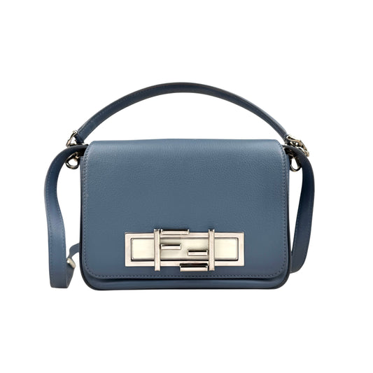 Fendi Cerulean Blue Calfskin Leather Baguette Shoulder Bag