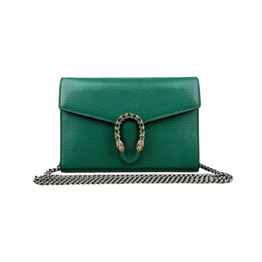 Gucci Dionysus Chain Wallet in Green Leather