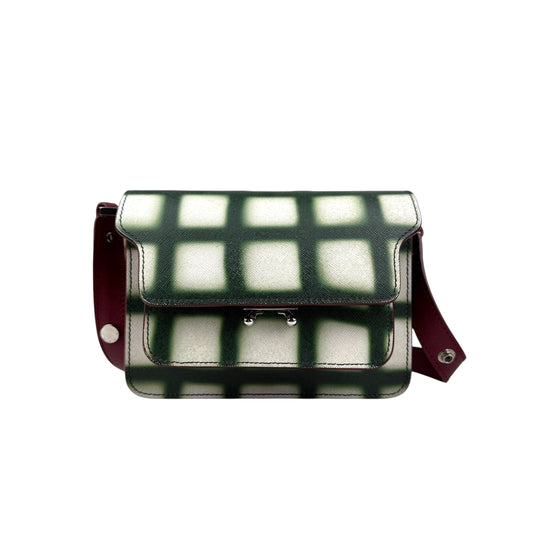 Marni Trunk Mini Grid-Print Leather Shoulder Bag