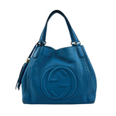 gucci-teal-pebbled-leather-soho-medium-tote-bag-front-view