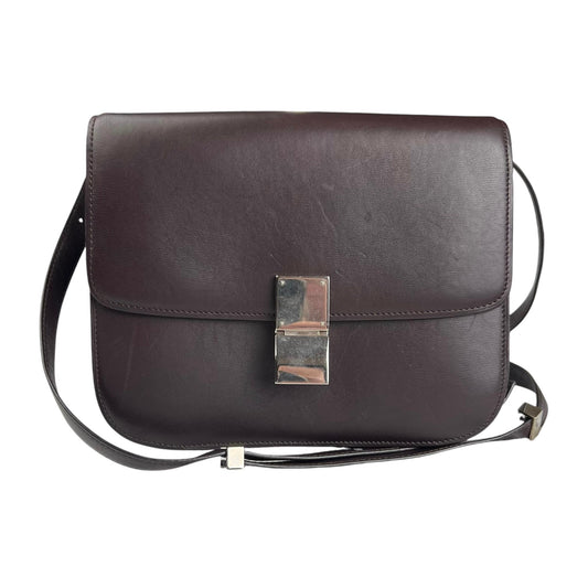 Celine Céline Classic Box shoulder bag in burgundy leather Collector Square