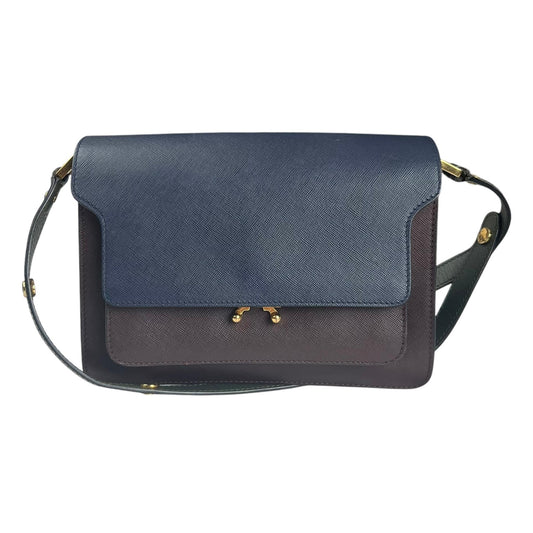 Marni Trunk Color Block Saffiano Leather Shoulder Bag