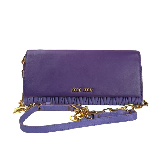 Miu Miu Purple Matelasse Leather Flap Crossbody