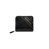 Balenciaga Leather Zip Around Compact Wallet