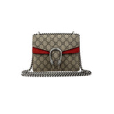 Gucci Dionysus Shoulder Bag Small Beige Red Canvas Suede