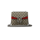 Gucci Dionysus Shoulder Bag Small Beige Red Canvas Suede