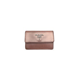 Prada Metallic Saffiano Metal Leather Logo Flap Card Case