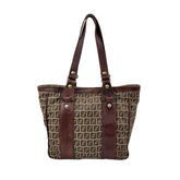 Fendi Zucca Tote Bag Beige Canvas and Leather