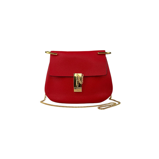 Chloe Red Pebbled Leather Drew Bag