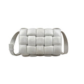 Bottega Veneta White Nappa Leather Maxi Weave Padded Cassette Bag