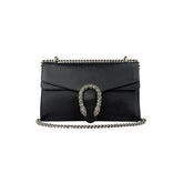 Gucci Black Grained Leather Medium Dionysus Shoulder Bag