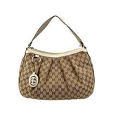 Gucci Beige/White GG Canvas Medium Sukey Hobo Bag