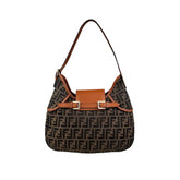 Fendi Tobacco Zucca Canvas Double Buckle Hobo Bag