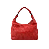 Bottega Veneta Red Intrecciato Woven Nappa Leather Medium Veneta Hobo Bag