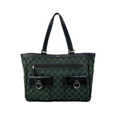 Gucci Green/Black GG Canvas and Leather Abbey Pocket Tote