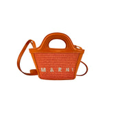 Marni Tropicalia Micro Bag in Orange leather and raffia-effect fabric
