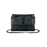 Saint Laurent Green Crinkled Calfskin Leather Medium Niki Bag