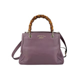 Gucci Purple Pebbled Leather Bamboo Top Handle Mini Shopper Tote Bag