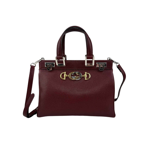 Gucci Burgundy Grainy Leather Zumi Tote Bag
