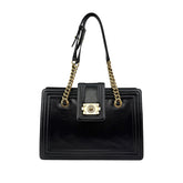 Chanel Black Smooth Calfskin Leather Boy Small Tote Bag
