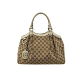 Gucci Beige/White GG Canvas Medium Sukey Tote Bag