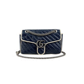 Gucci Navy and white GG Marmont shoulder bag