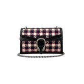 Gucci Tweed Check Dionysus Shoulder Bag White Hibiscus Red Marine