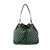 Gucci Monogram Drawstring Shoulder Bag Green