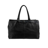 Bottega Veneta Black Intrecciato Trim Leather Tote