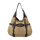 Gucci Beige/Ebony GG Fabric 85th Anniversary Bridle Bit Hobo Bag