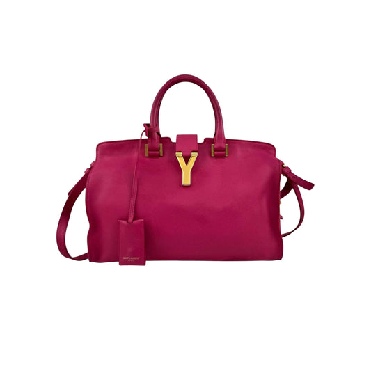 Saint Laurent Fuchsia Calfskin Leather Classic Medium Y Cabas Bag