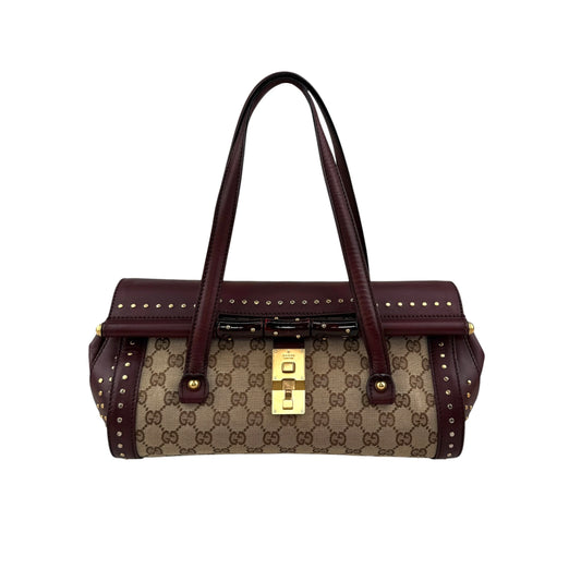 Gucci Beige/Ebony GG Canvas Bamboo Bullet Tote bag